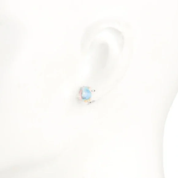NWT Kendra Scott Silver Jolie Stud Earrings in Dichroic Glass - Picture 3 of 8